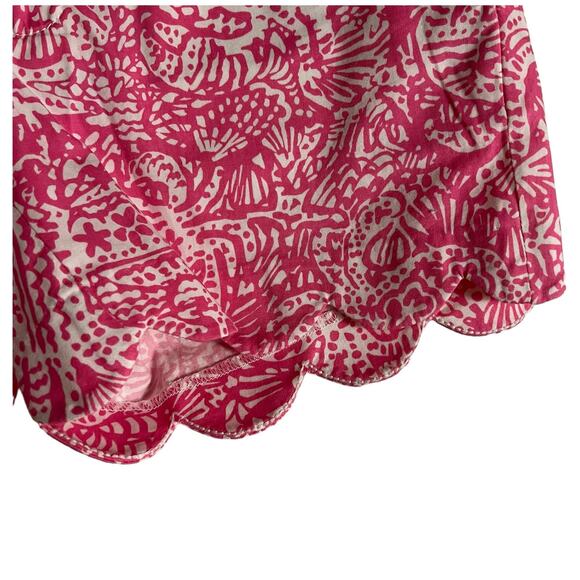 Lilly Pulitzer Hottie Pink White Get Crackin Buttercup Scalloped Shorts Size 2 - Picture 4 of 7